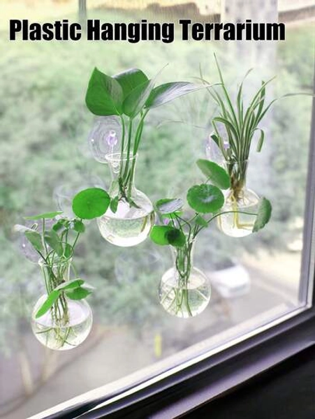 4&2PCS Window Plant Propagation Stations – No-Drill Plastic Hanging Terrarium With Suction Cups, Hydroponic Planter Bulb Vases For Indoor Plants, Home & Office Decor Home Decor Room Decor Flower Vase Glass Vase