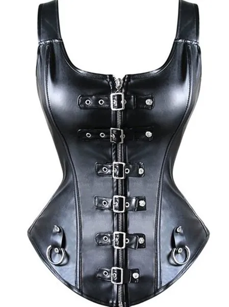 KUOSE Women Full Chest Patent Leather Corset Corset Bustier Corsage