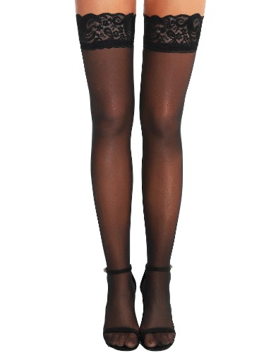  Lace Silk Thigh High Stockings