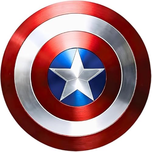 Captain Round Handmade America Shield Metal Replica Round Halloween Shield, Cosplay Shield, LARP Red Rustic America Shield - 24 Inch