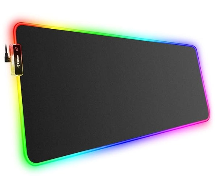Hcman RGB Tapis de Souris de Jeu Grand, Epais (800×300×4mm) Tapis de Souris en LED Etendu de Taille XXL avec Base Antidérapante en Caoutchouc, Tapis de Souris de Clavier d’Ordinateur Doux