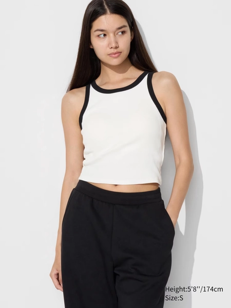 Ribbed Cropped Sleeveless Bra Top | Contrast Trim | UNIQLO US
