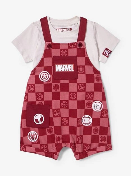 Marvel Avengers Checkered Icons Infant T-Shirt & Overall Set | BoxLunch