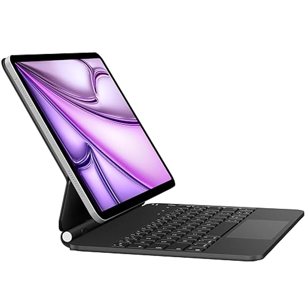 Nuflaz Clavier pour iPad Air 11 Pouces, Coque Clavier iPad Air 11 Pouces 2024 (M2), Clavier iPad Pro 11 Pouces, Clavier iPad Air 4ème 5ème Génération, Magic Keyboard AZERTY Français, Noir Gris