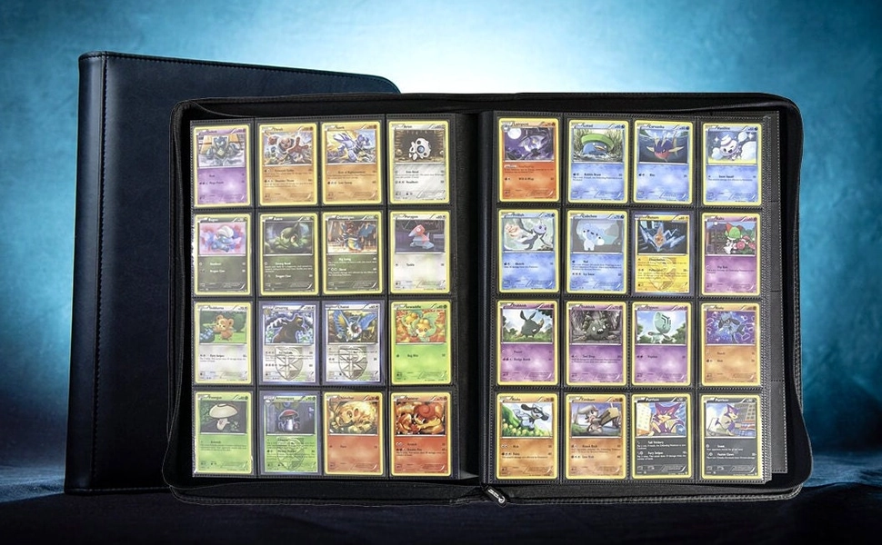 Heaps Good Collectables 16 Pocket Ultimate Binder, 1152 Capacity Premium Trading Card Binder with Zipper, Black