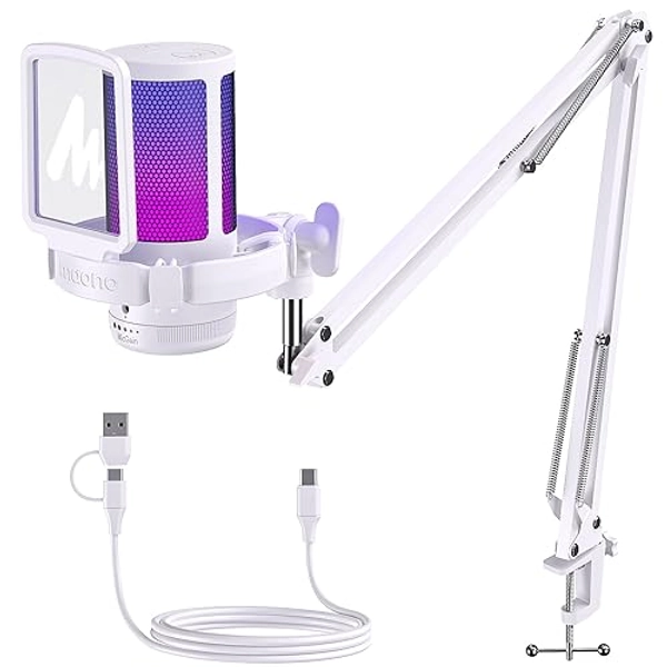 MAONO USB Gaming Microphone with Noise Cancellation, Computer PC Condenser Mic with RGB Light, Mute, Gain, Monitoring for Streaming, Podcast, YouTube, Twitch, Discord, PS5/4, GamerWave DGM20S