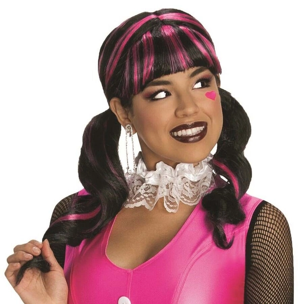 DRACULAURA DAMEN ZOPF-PERÜCKE Halloween Karneval Monster High Vampir Hexen