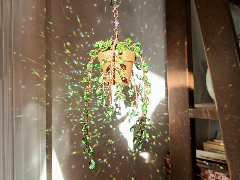 The Original Forever Succulent, Donkey Tail, Beaded Succulent Suncatcher, Crystal Decor, Plant Decor