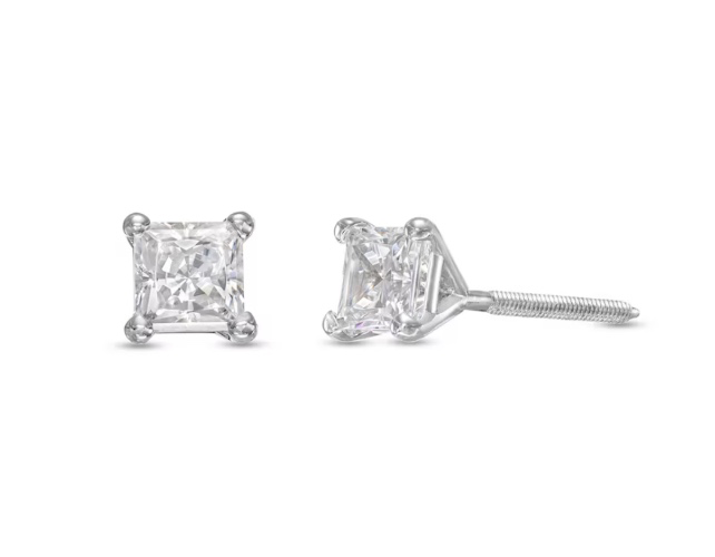 Cubic Zirconia Studs Wht Gold 