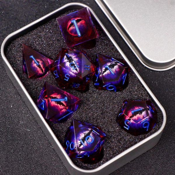 Purple Dragon's eye Liquid Core Dice For Role Playing Games ,New Beholder's Eye dice for dnd gifts , Mixed color resin dice d&d set