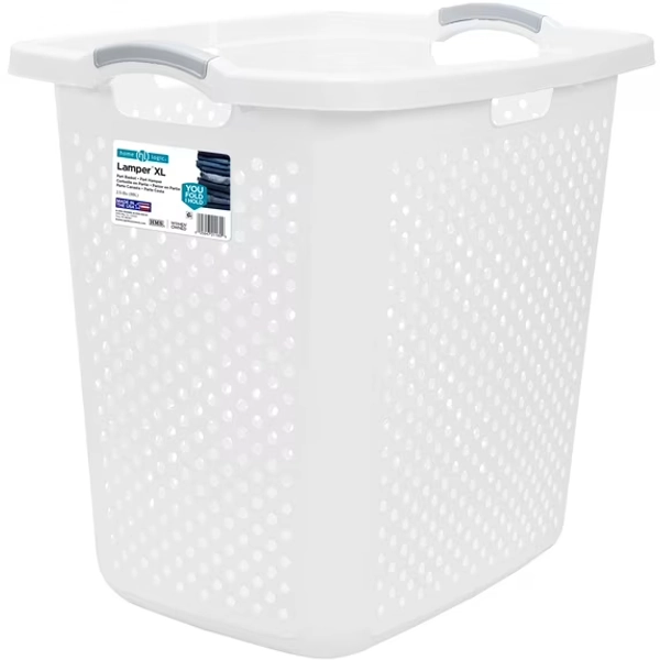 Home Logic Plastic Laundry Hamper – Durable, 2.5 Bushel Capacity, White