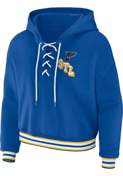 WEAR by Erin Andrews St Louis Blues Womens Blue Lace Up Feature Hooded Sweatshirt