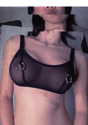 Circular Barbell Bralette In Black Mesh | S