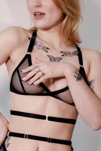 Rosemary Bralette Fishnet Mesh | Black Fishnet / S