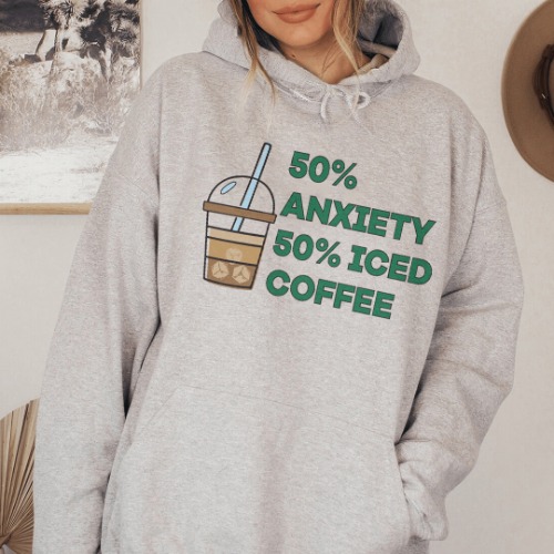 50% Anxiety 50% Iced Coffee Hoodie - Sport Grey / S