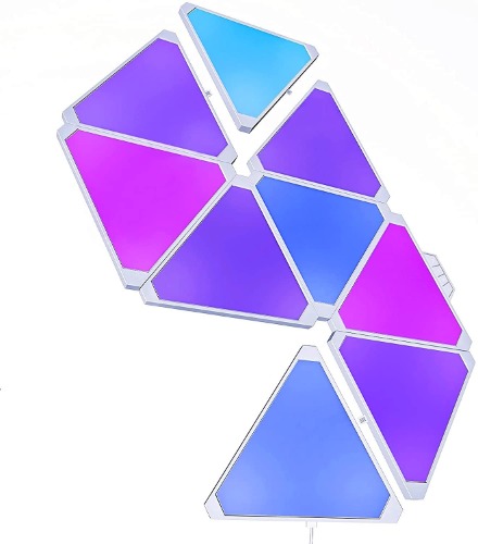 Hexiher Smart Triangle RGB LED Wall Light Panels Rhythm Edition 9 Pack,Work with Alexa,Google Home for Bedroom, Living Room, Gaming Room, Party Decor. - Minimalist