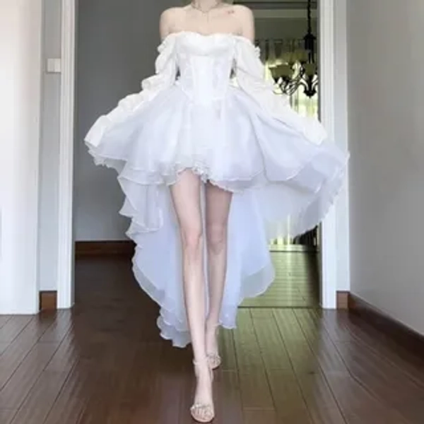 Off Shoulder Dip Back Cocktail Dress