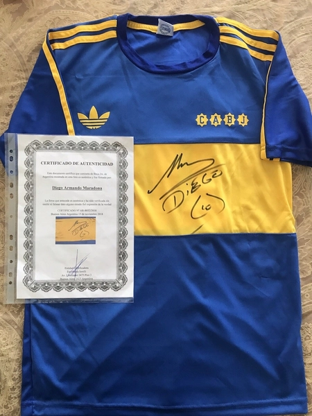 Diego Maradona Signed Authentic Boca Juniors Jersey Rare COA