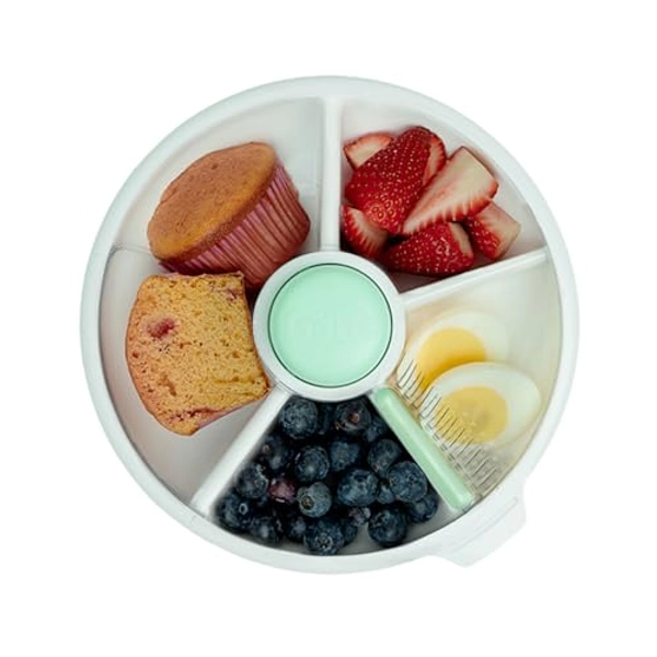 GoBe Kids Large Snack Spinner - Reusable Snack Container with 5 Compartment Dispenser and Lid | BPA and PVC Free | Dishwasher Safe | No Spill, Leakproof | for Toddlers, Babies, Home, Travel