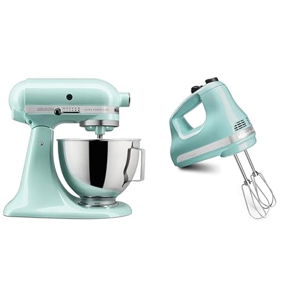 KitchenAid Ultra Power Plus Series 4.5-Quart Stand Mixer + 5-Speed Ultra Power Hand Mixer (Aqua Sky)