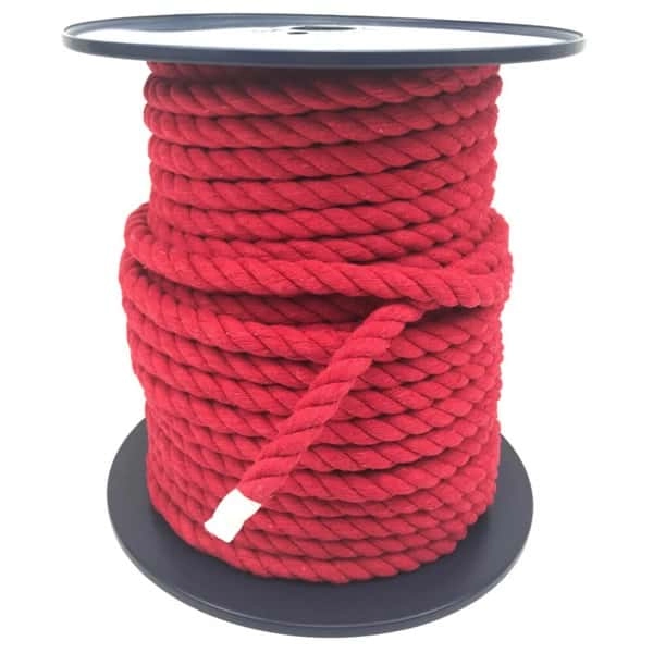 10mm Red Natural Cotton Rope On A Reel - RopeServices UK