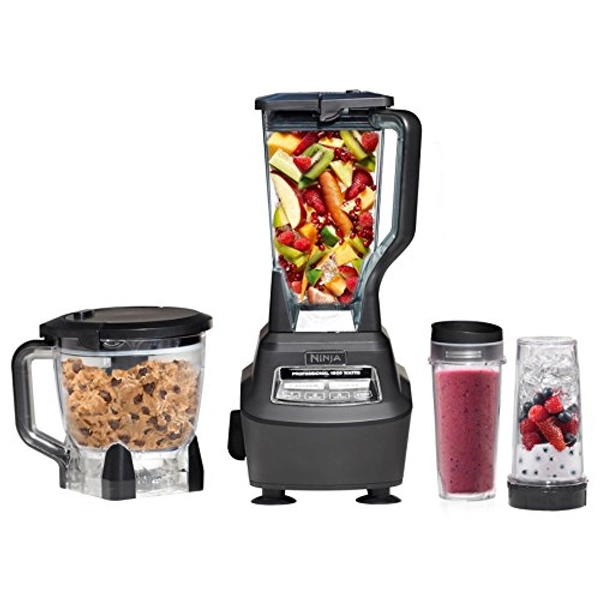 Ninja BL770 Mega Kitchen System, 1500W, 4 Functions for Smoothies, Processing, Dough, Drinks & More, with 72 Blender Pitcher, 64 Processor Bowl, (2) 16-oz. to-Go, Black, with 2 Nutri Cups + Lids
