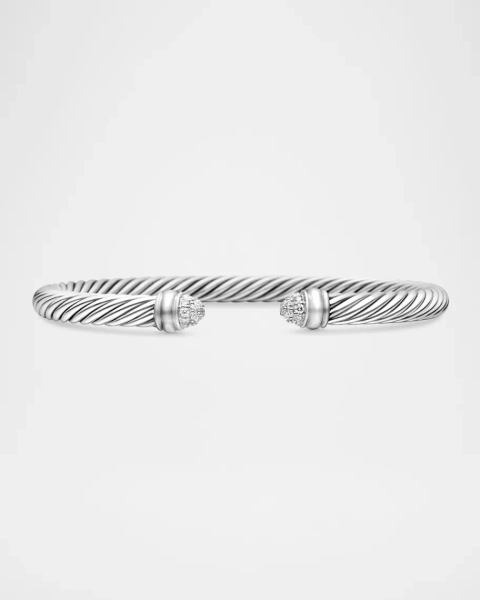 Cable Bracelet with Diamonds in Silver, 5mm