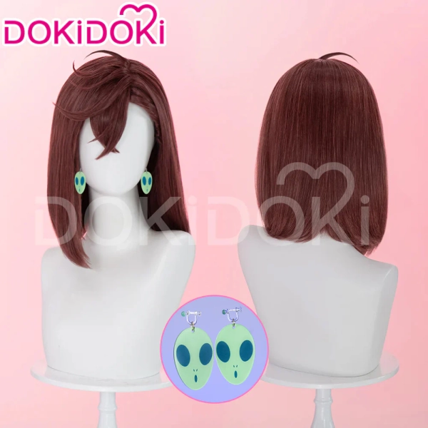 【 Ready For Ship】DokiDoki Anime Dandadan Cosplay Momo Ayase Wig / Earrings Brown Red Straight Hair