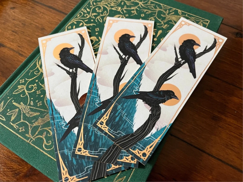 Ravens Deluxe Bookmark 148x 52cm Gold Painted Edges, Gothic Accessories, Book Lover Gift, Horror, Occult Art, Crows, Corvid, Bird Art - Etsy UK