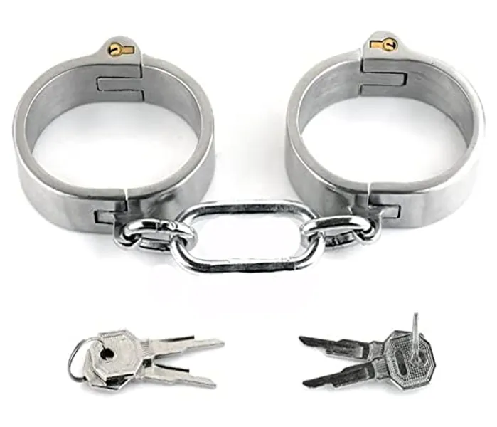 MFMYEE Ein Paar delstahl Restraint Handschellen BDSM für Frauen Männer Bondage Fesseln Handfesseln(6.5 * 5.3）