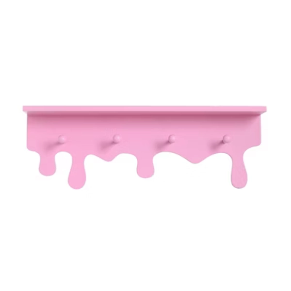 Prism Drippy Pink Wall Shelf with 4 Hooks