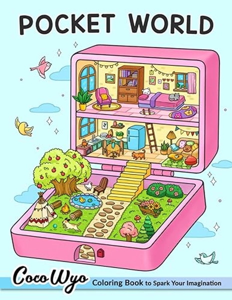 Pocket World: Adult Coloring Book with Miniature Worlds inside Tiny Items for Relaxation and Stress Relief