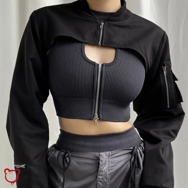 'Classic Noir Crop Jacket'
