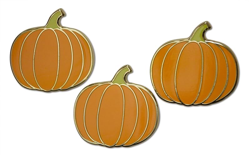 Novel Merk Pumpkin & Fall Appreciation Lapel Pin, Hat Pin & Tie Tack Set with Clutch Back - 3-Pumpkin
