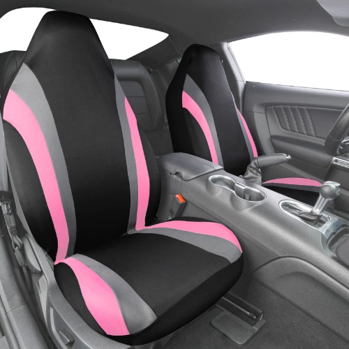 CAR PASS Line Rider Universal Fit High Back Two Front Car Seat Cover Set,Airbag Compatible (Two Front seat Cover, Pink) - Two Front Seat Cover - Pink