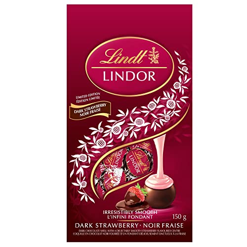 Lindt Lindor Dark Chocolate Strawberry Truffles, 150-Gram Bag - Chocolate Candy