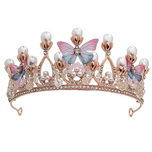 LEORX Princess Crown Butterfly Bridal Tiara Elegant Prom Hair Jewelry Crown for Girls
