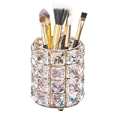 Makeup Brush Holder Organizer Crystal Vanity Decor Bling Personalized Comb Brushes Pen Storage Box Container (Crystal Pot) - Crystal Pot