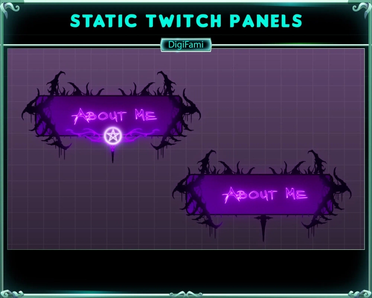 Purple Spooky Graveyard Static Twitch Panels, Horror Night in Graveyard Twitch Panels, Scary Neon Graveyard Twitch Panels for Streamers
