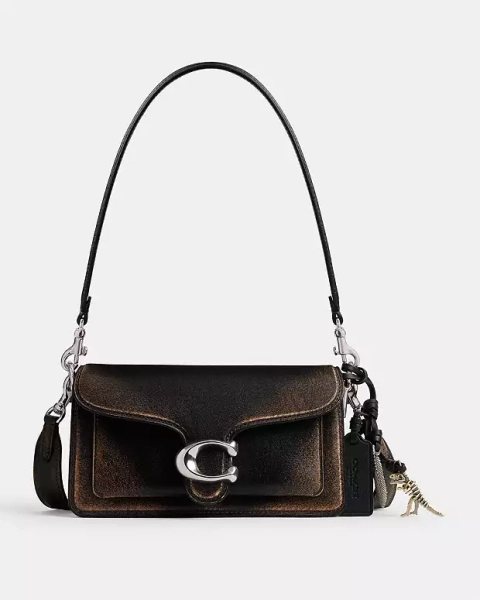Silver/Black Brown Tabby Shoulder Bag 20 In Loved Leather