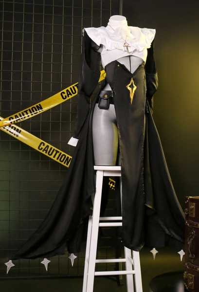 Miccostumes x Mobbunny x Chowbie Vampire Hunter Lingerie Set Halloween Nun Costume High Slit Dress Set with Headband Necklace