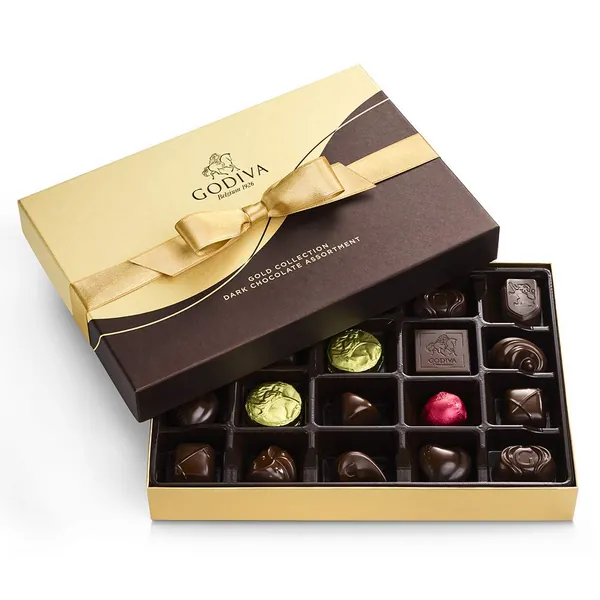 Godiva Chocolatier Dark Chocolate Gift Box, 22 Count