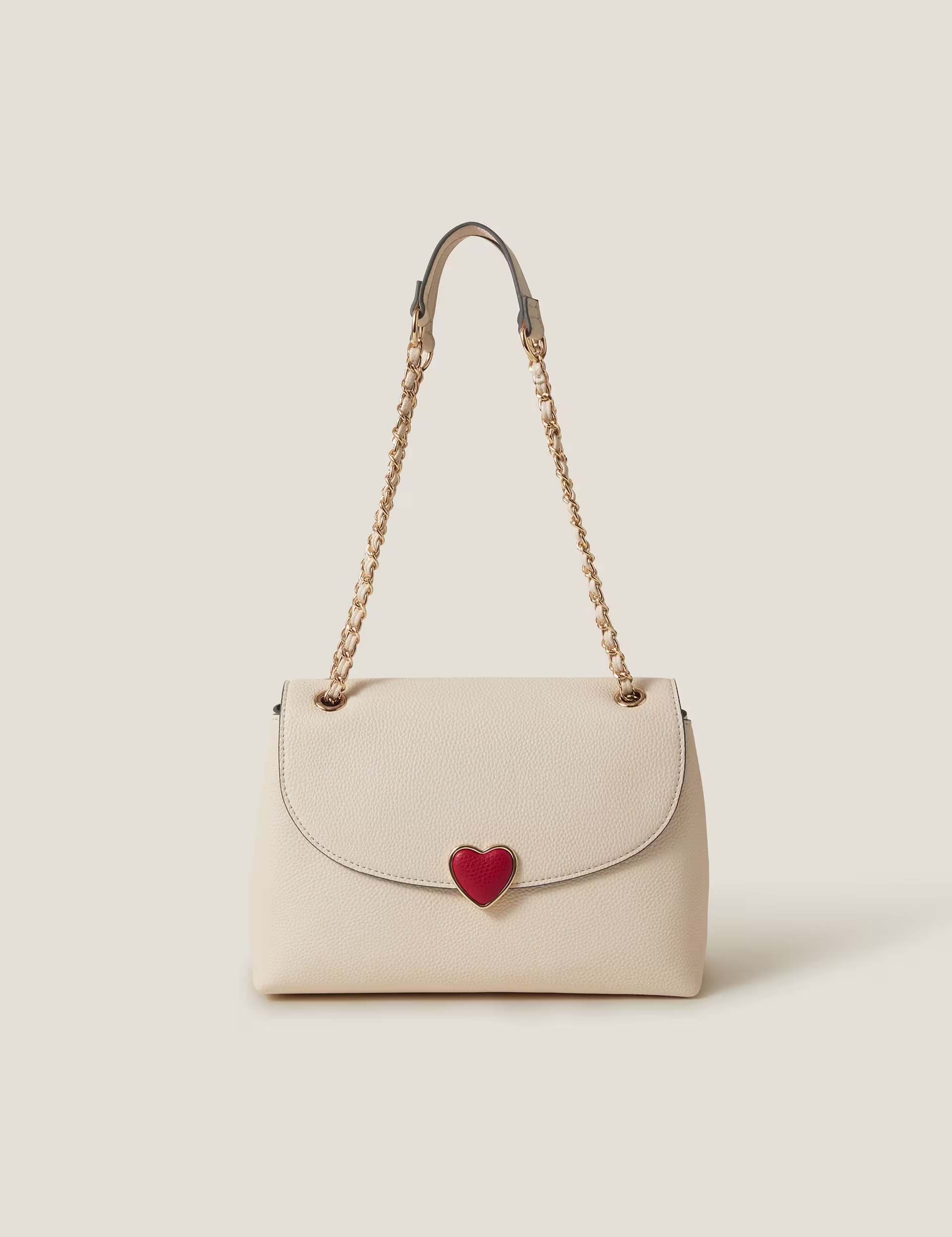 Faux Leather Heart Chain Strap Shoulder Bag