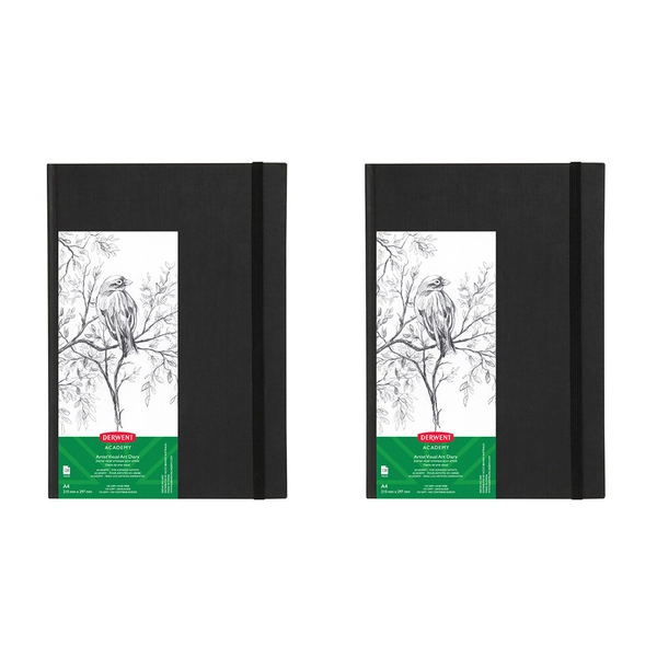 2x Derwent Academy Craft/Art A4 120pg Visual Art Diary Hardcover Portrait 140Gsm