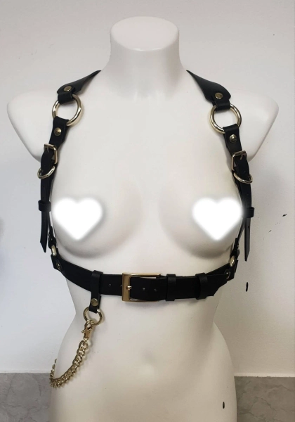 Handmade Black Leather Statement Harness: Goth Grunge Style