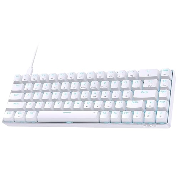 Dierya Clavier Gamer Mécanique 60% Câblé avec Interrupteur Marron,T68SE Clavier Gaming LED Rétroéclairé Type-c Mechanical Keyboard Compact 68 Touches Anti-ghosting-US Layout,Blanc