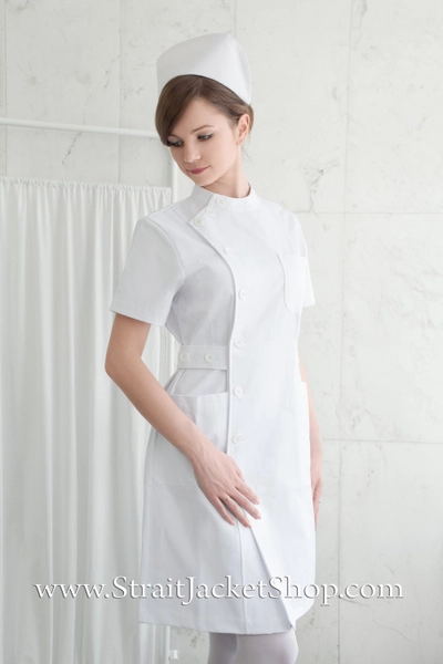 Nurse Uniform - Strict Nurse Uniform / Pin-Up Nurse / Vintage Nurse / Scrubs / Pinning Ceremony / Nurse Dress with Short Sleeves + Nurse Cap