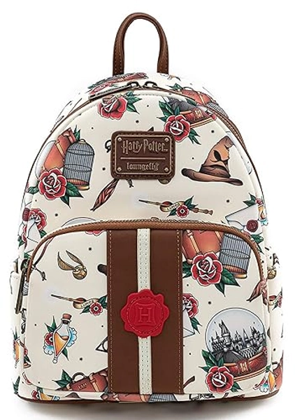 Loungefly Harry Potter Tattoo Art Cream Color Womens Double Strap Shoulder Bag Purse