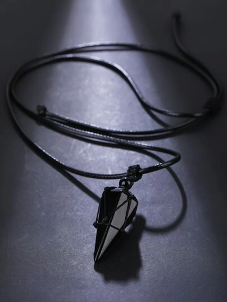 Collana con ciondolo geometrico in cristallo naturale da uomo alla moda e popolare per gioielli regalo e per look elegante