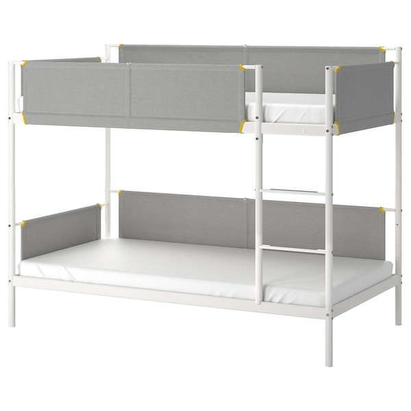 VITVAL Structure lits superposés - blanc/gris clair 90x200 cm